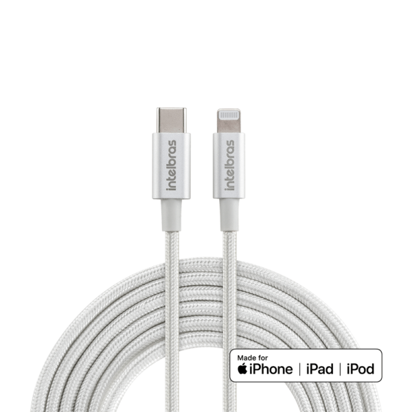 Cabo USB-C - Lightning 1,5m nylon branco Intelbras EUCL 15NB