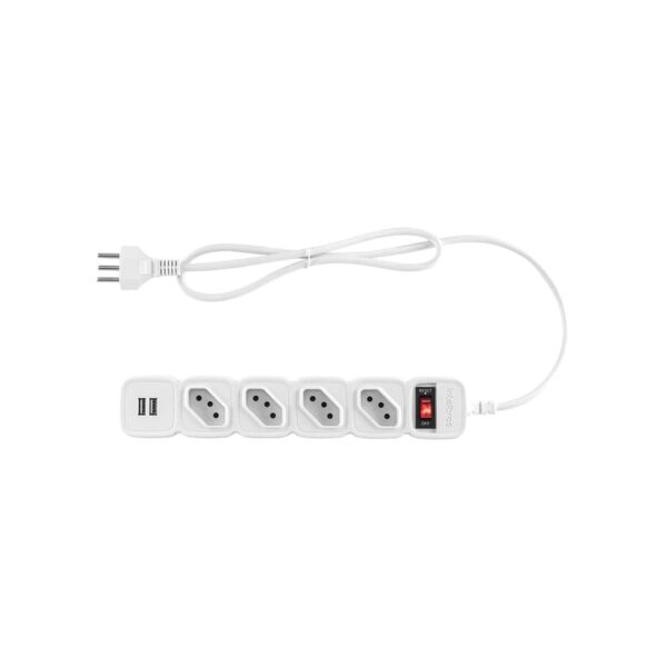 Protetor Eletrônico c/ 4 Tomadas e 2 USB Intelbras EPE 204 USB BR