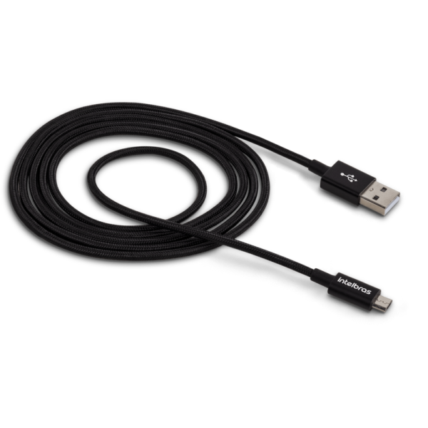 Cabo USB - Micro USB 1,5m Nylon Preto Intelbras EUAB 15NP