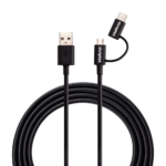 Cabo USB - Micro USB + USB-C 1,2m PVC Preto Intelbras EUABC 12PP
