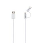 Cabo USB para Micro USB e USB-C 1,2m PVC branco Intelbras EUABC 12PB