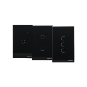 Kit 3 Interruptores Touch Inteligentes de 1, 2 e 3 Teclas Preto