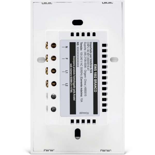 Interruptor Inteligente Touch Wi-Fi 2 Teclas Branco - Intelbras EWS 1002 BR