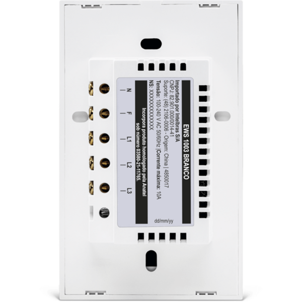 Interruptor Inteligente Touch Wi-Fi 3 Teclas Branco - Intelbras EWS 1003 BR