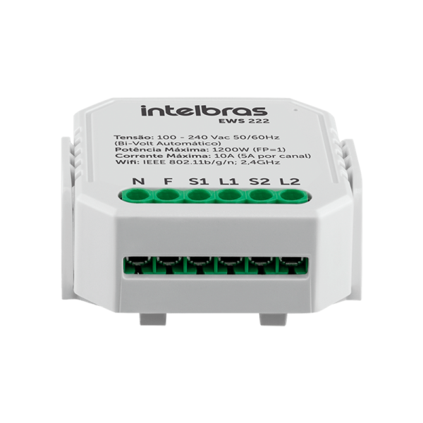 Interruptor Controlador de Cargas Wifi 2/2 EWS 222 Intelbras