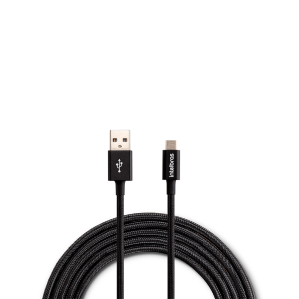 Cabo USB - Micro USB 1,5m Nylon Preto Intelbras EUAB 15NP