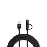 Cabo USB - Micro USB + USB-C 1,5m Nylon Preto Intelbras EUABC 15NP