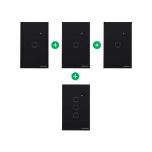 Kit 4 Interruptores Touch Inteligentes de 1 e 3 Teclas Preto