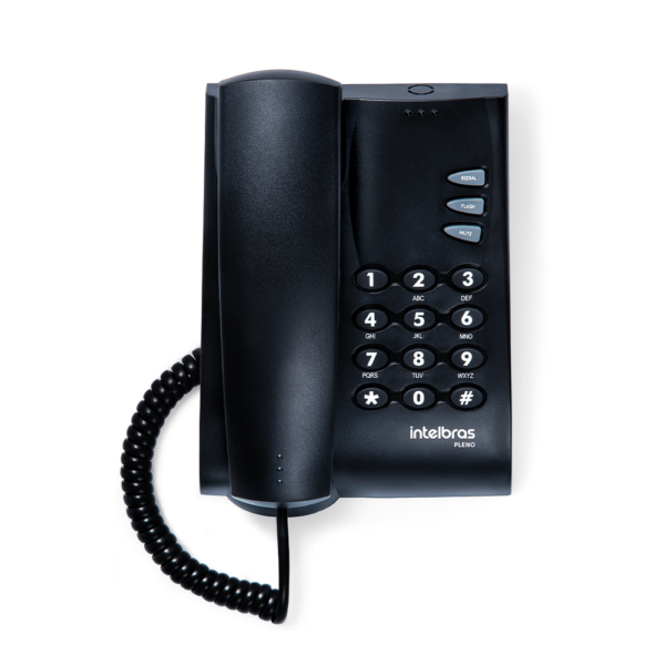 Telefone com Fio Intelbras Pleno sem chave Preto - Telefone com Fio Intelbras Pleno sem chave preto