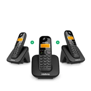 Combo Telefone sem Fio  + Dois Ramais Adicionais Intelbras TS 3113 Preto