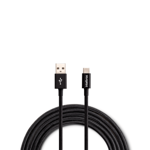 Cabo USB - USB-C 1,5m Nylon Preto Intelbras EUAC 15NP