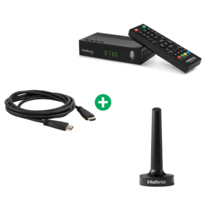 Kit TV Conversor Digital de TV CD 730 + Antena de TV Interna UHF/HDTV AI 2025 + Cabo HDMI 2.0 de 2,5m