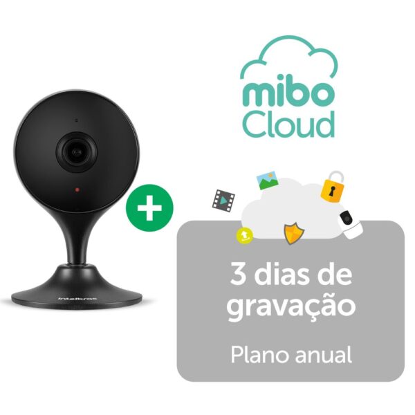 Kit Câmera Wi-Fi Interna iM3 Black + Gravação em Nuvem Mibo Cloud 3 dias Anual