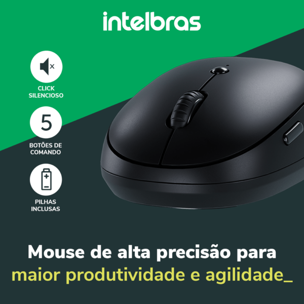Mouse Intelbras MSI100 Sem Fio Preto