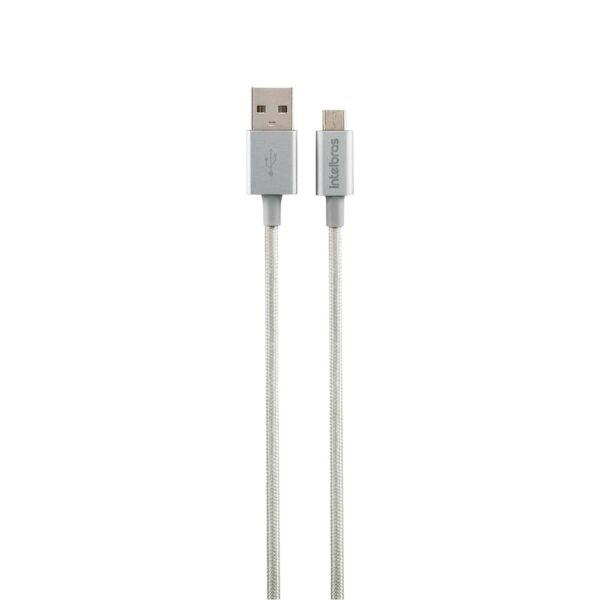 Cabo USB - Micro USB 1,5m nylon branco Intelbras EUAB 15NB